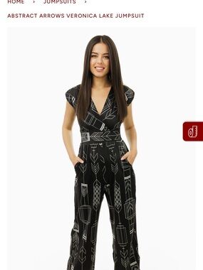 Abstract Arrow Black Wrap Jumpsuit